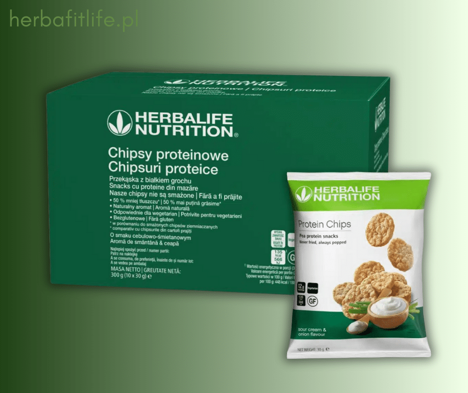 CHIPSY PROTEINOWE CEBULOWO-ŚMIETANOWE - Chipsy proteinowe o smaku cebulowo-śmietanowym 10x30g