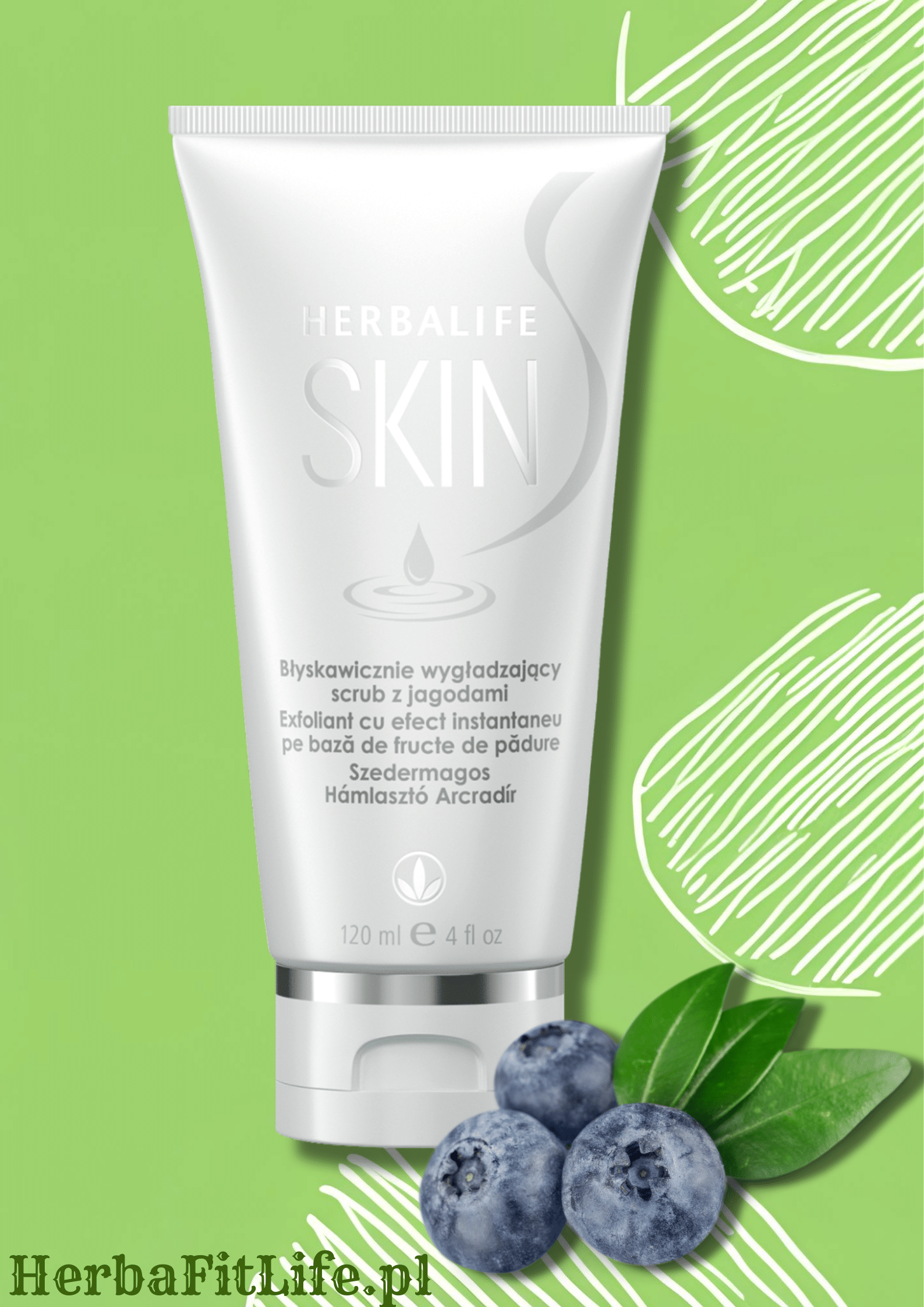 WYGŁADZAJĄCY SCRUB HERBALIFE DO TWARZY - Herbalife SKIN Błyskawicznie wygładzający scrub/peeling z jagodami 120 ml